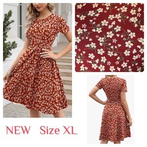 NEW Floral Print A-Line Swing Style Dress